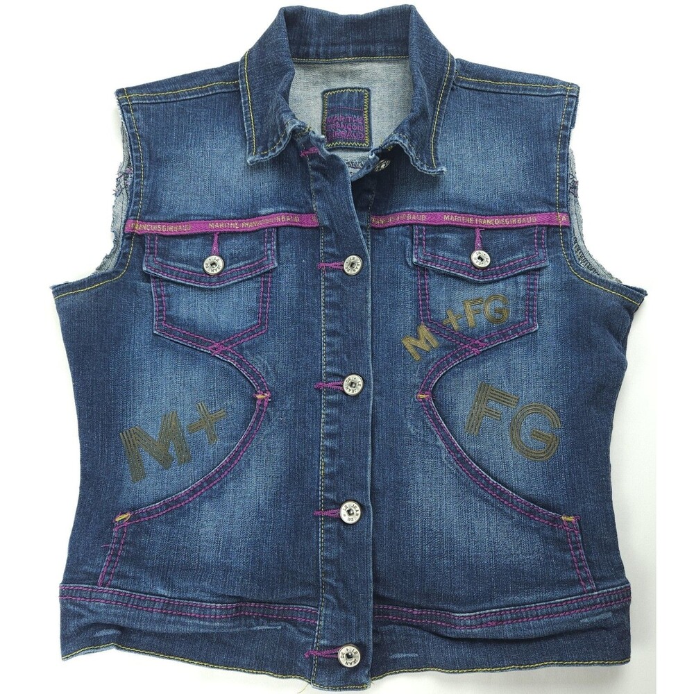 SMALL Marithe Francois Girbaud Women’s Denim Vest Jean Jacket Blue